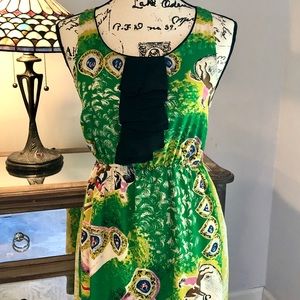 Maeve green silk butterfly print dress